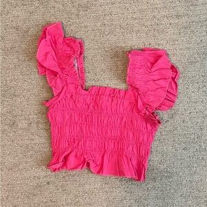 SHEIN Fuchsia Ruffled Blouse